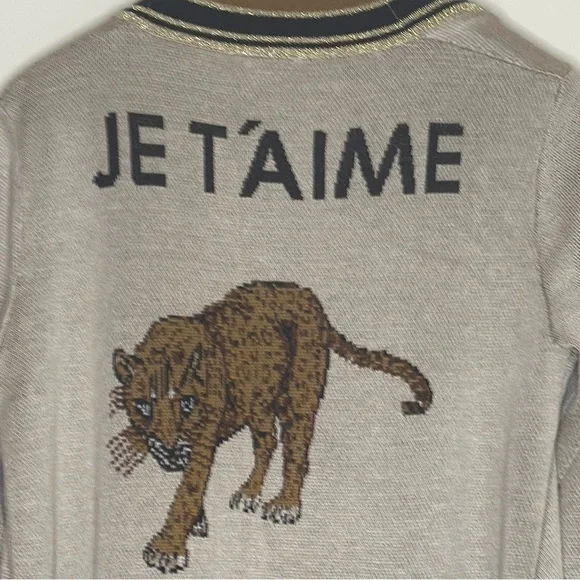 L’AGENCE Long Beige Cardigan with Striped Trim - Picture 5 of 6